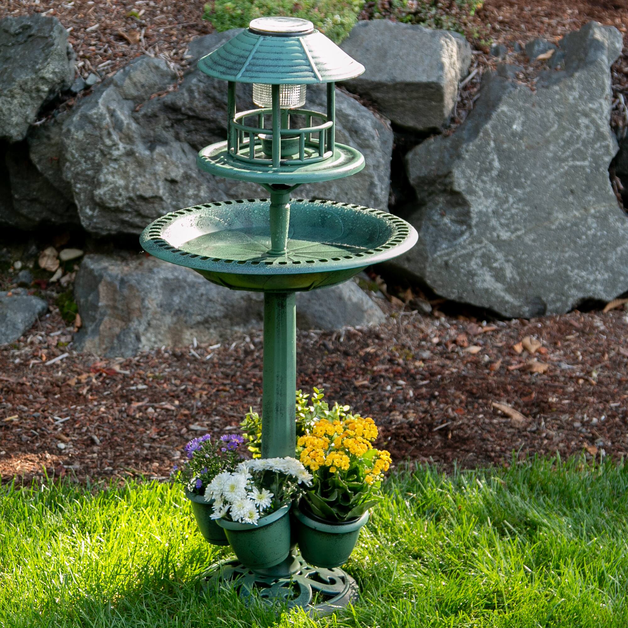36.5" Verdigris LED Garden Centerpiece